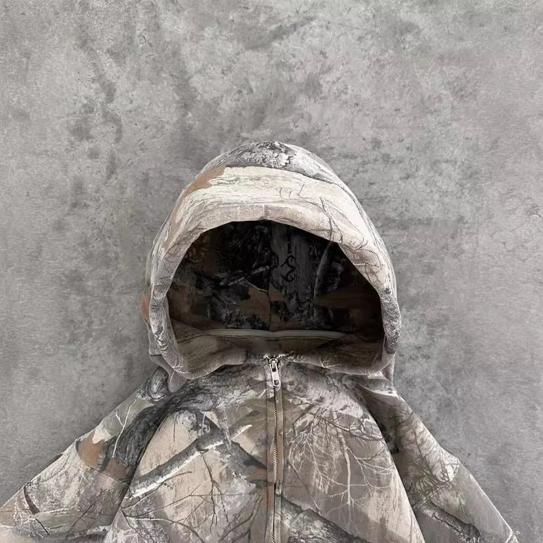 Oversized Camo Retro Hoodie Unisex