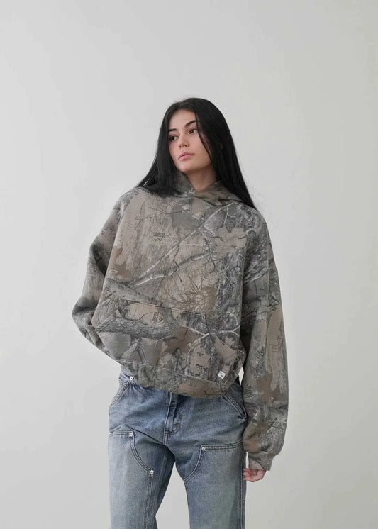 Oversized Camo Retro Hoodie Unisex