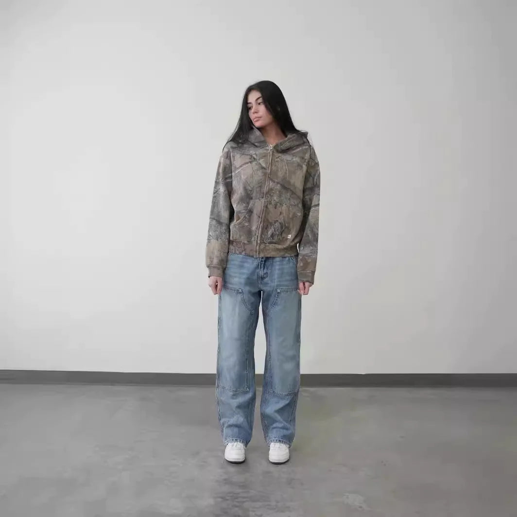 Oversized Camo Retro Hoodie Unisex