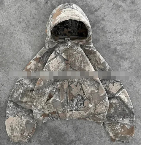 Oversized Camo Retro Hoodie Unisex